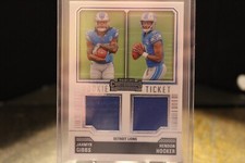 2023 Panini Contenders Jahmyr Gibbs & Hendon Hooker Rookie Ticket Patch Lions RC