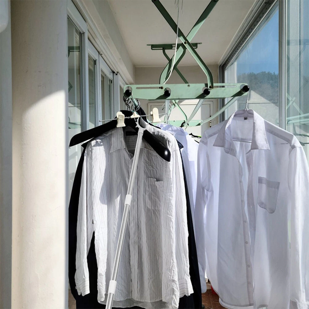 VETEMENTS 2 Pezzi Binario Appendiabiti Stendibiancheria Pali Supporto Esterno Regolabile