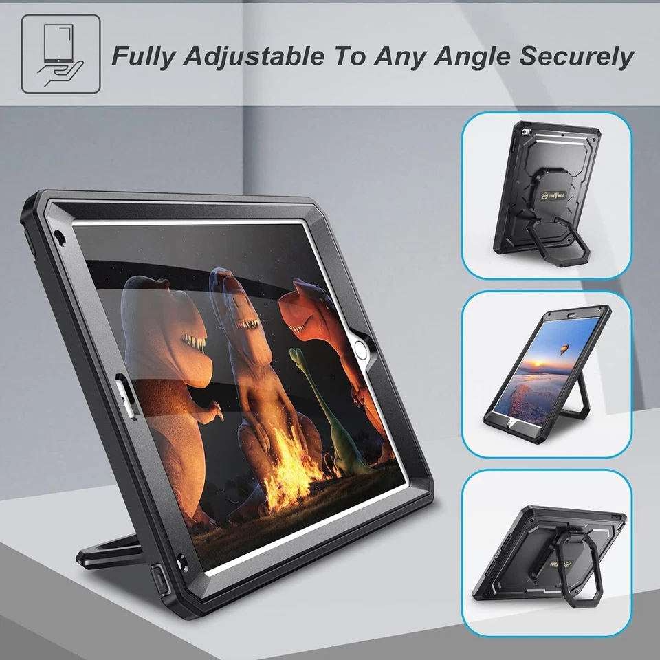 Case for iPad 6th Gen/5th Gen 360° Rotating Grip Stand Fully-Body Rugged Cover - Image 3 of 4