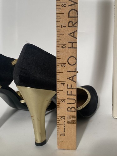 Charles Jourdan 1978 Black Gold High Ankle Strap Stiletto Shown In Book - Picture 7 of 12