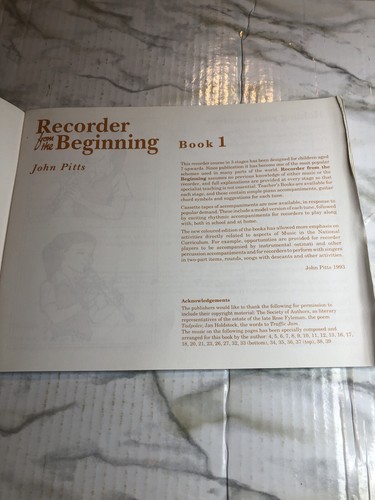 Recorder from the Beginner New Edition Book 1 John Pitts 1993 Instructional - Picture 2 of 5