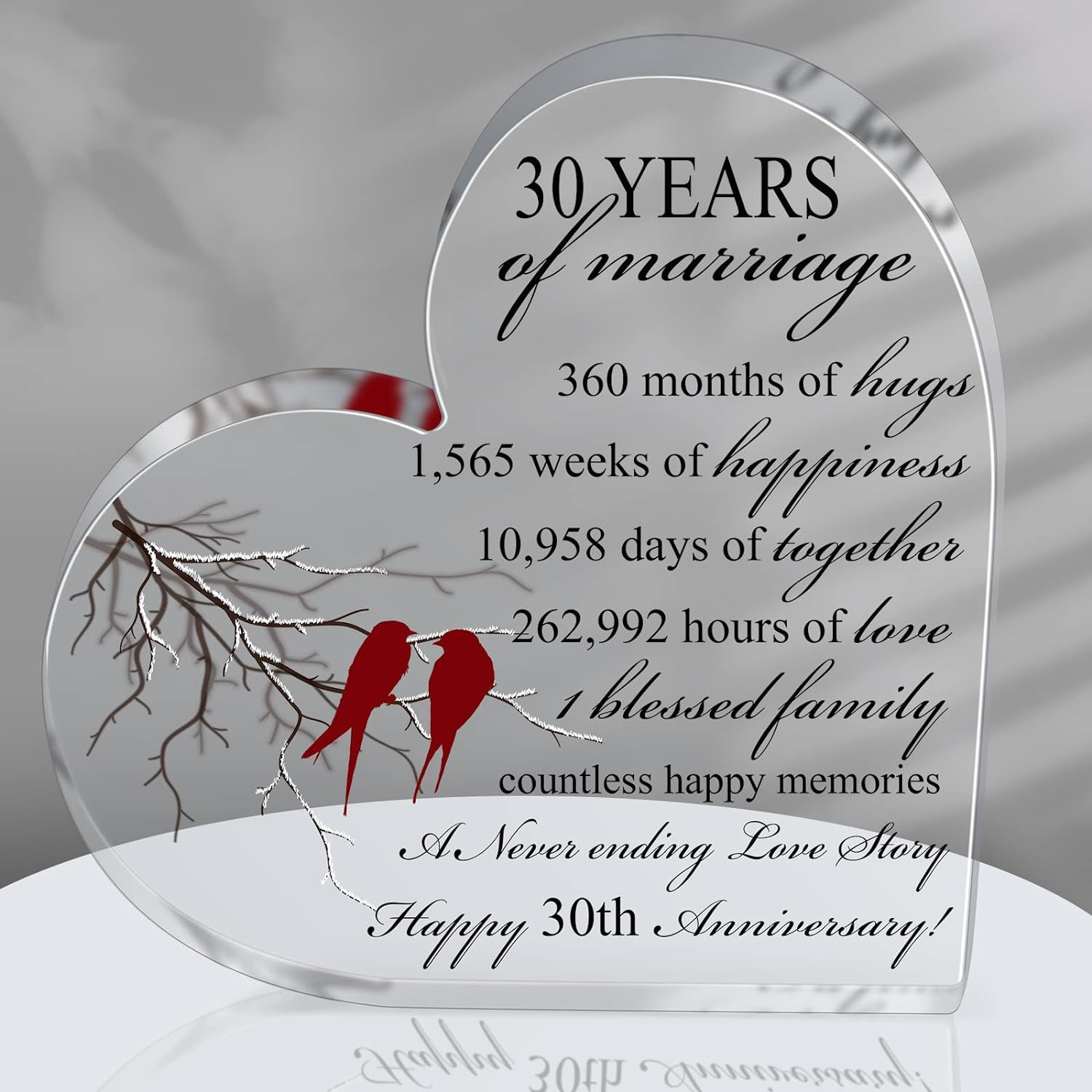 30th Wedding Anniversary Heart Keepsake Gift for Couples