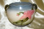 Hull Pottery W7-51/2" Woodland Jardinière Planter Bowl Blue White Green 1950s