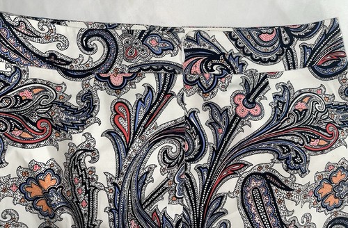 Ann Taylor Paisley Skirt 2P Blue Pencil Straight Career Cotton Stretch Petite - Picture 2 of 4