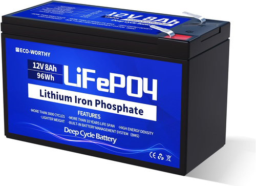 Lifepo4, Batteria Al Litio Ricaricabile Da 12 V 8 Ah, Con Protezione BMS E 3000 - Foto 10 di 12