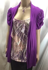 AB Studio Multicolor Ruffle Top Womens Size L NWT MGO220810/MB3