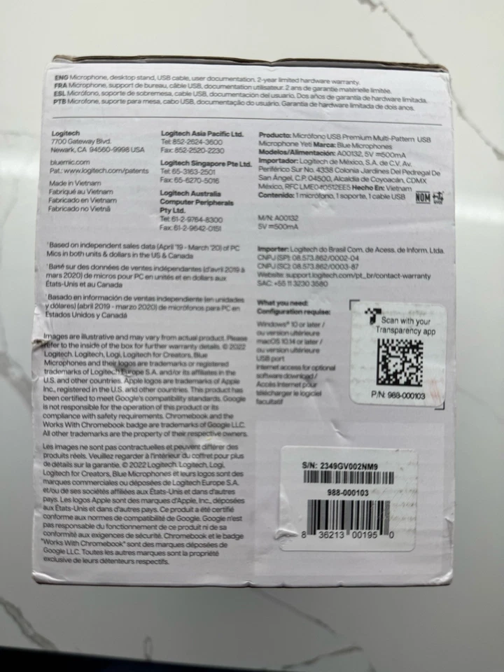 Logitech for Creators Blue Yeti USB Microphone Plug & Play - Silver New/open box - Image 2 of 4