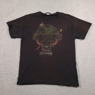 Harley-Davidson Shirt Mens Medium Black Irish Skull St Patrick Myrtle Beach 2017