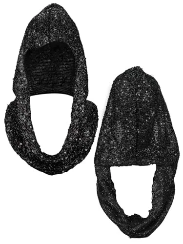  Conjunto Rave Accesorios de Festival para Mujer, Lentejuelas Rave Capucha Bufanda para la Cabeza para Bk Foto 3 de 4