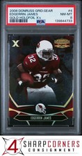 2008 DONRUSS GRIDIRON GEAR GOLD HOLOFOIL X's #4 EDGERRIN JAMES #/100 POP 1 PSA 8