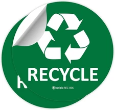 IGNIXIA Recycle Stickers for Trash Can & Bins - 6x6 6 x 6 Inches, Green 