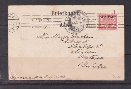 NETHERLANDS EAST INDIES,INDONESIA,1908 ppc SEMARANG to Australia via Ceylon.