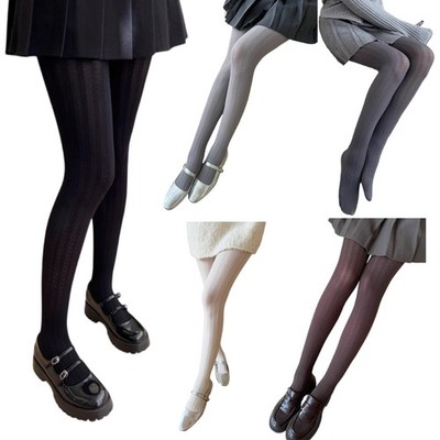 Women Embossed Twisted Pattern Tights Spring Fall Opaque Pantyhose Stockings