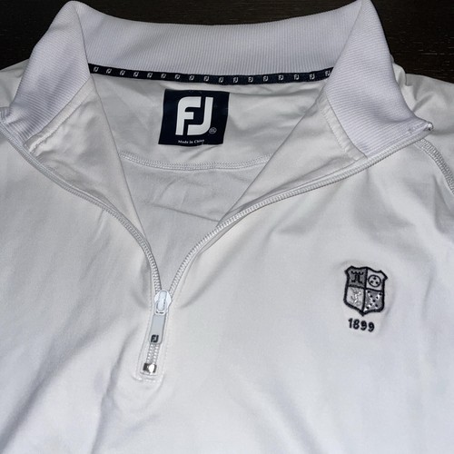Maglione pullover FootJoy uomo XXL bianco golf 1/4 zip 1899 crest 2XL usato in ottime condizioni - Foto 2 di 5