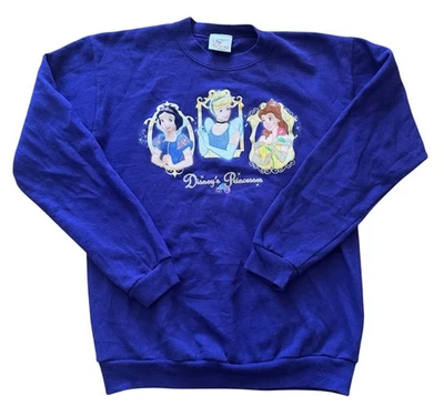 Vintage Disney Princess Sweatshirt Girls L Cinderella Snow White Belle USA - Image 1 of 3