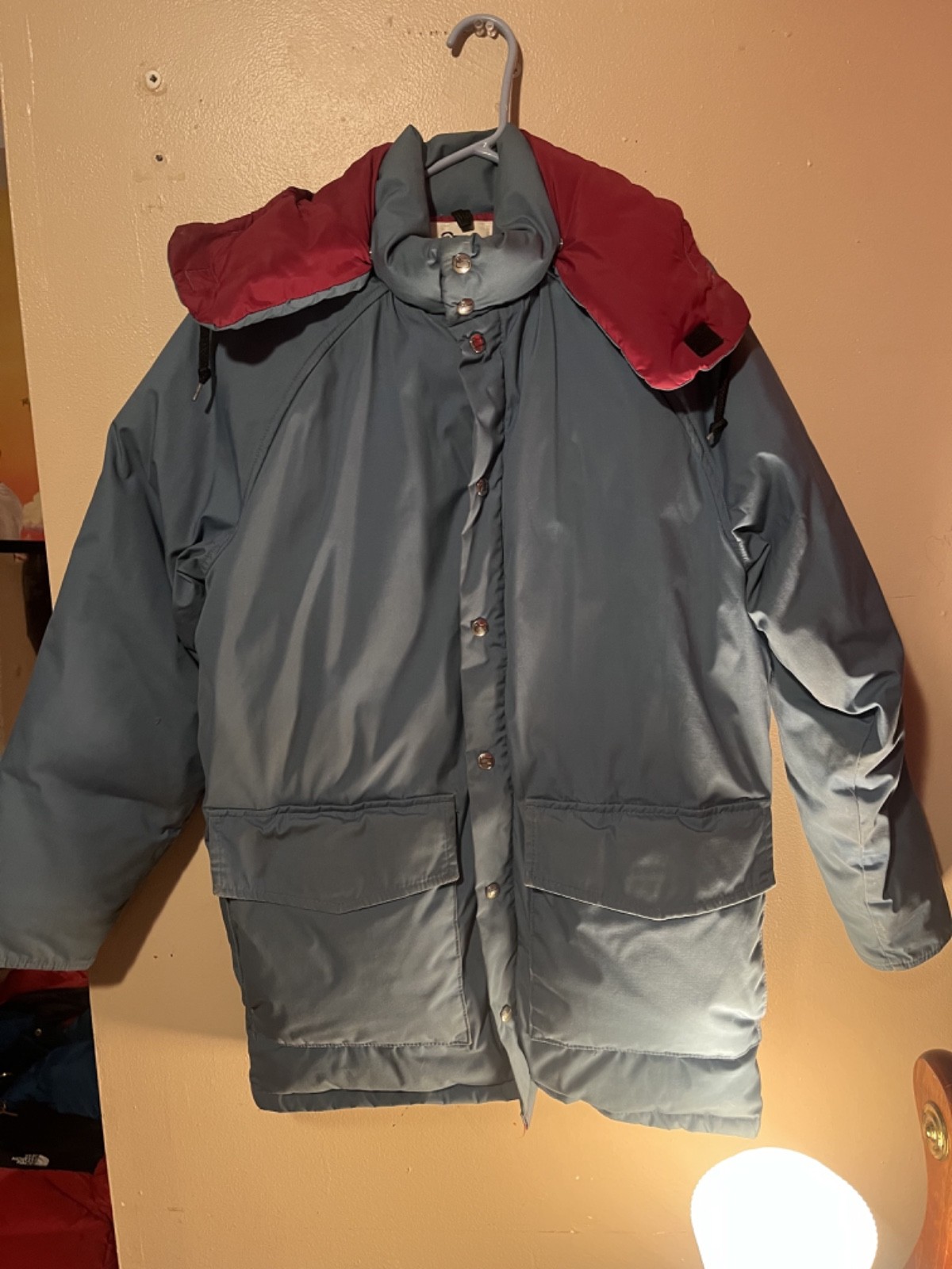 Vintage Woolrich Puffer Jacket Coat XL Ski Snow Winter Zip Up Blue Red Lining