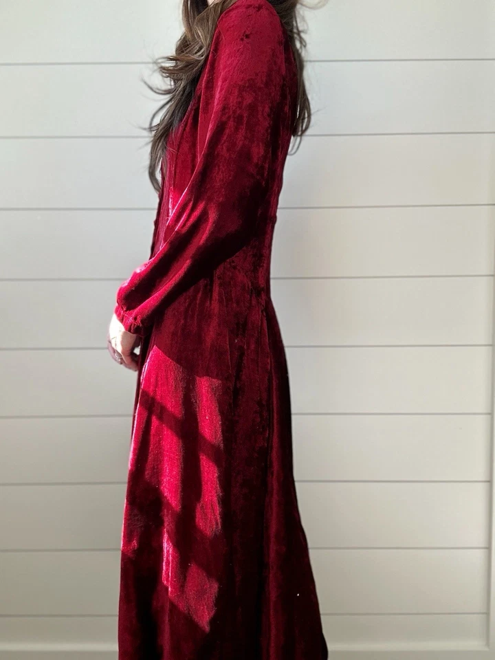 90s Velvet Maxi Witchy Moody Gothic By Starina Sz 14 - Image 3 of 4