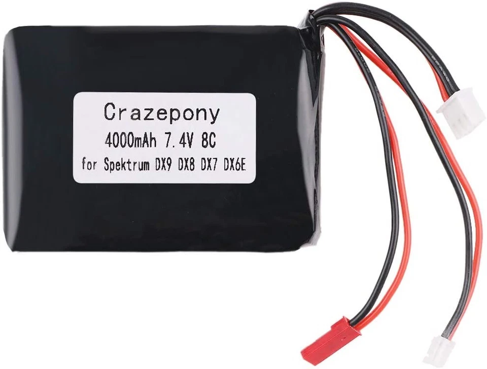 4000mAh 2S Lipo-Akku 8C/ 16C 7,4 V JST JR-Stecker für Spektrum DX9 DX8 DX7 DX6E - Bild 4 von 4