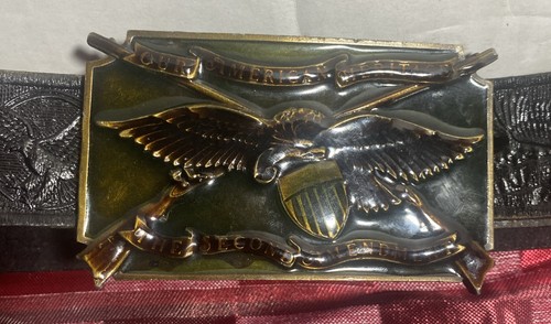 VTG 2nd Amendment American Heritage Brass Enamel Russell Belt & Buckle 45” L - Picture 2 of 22