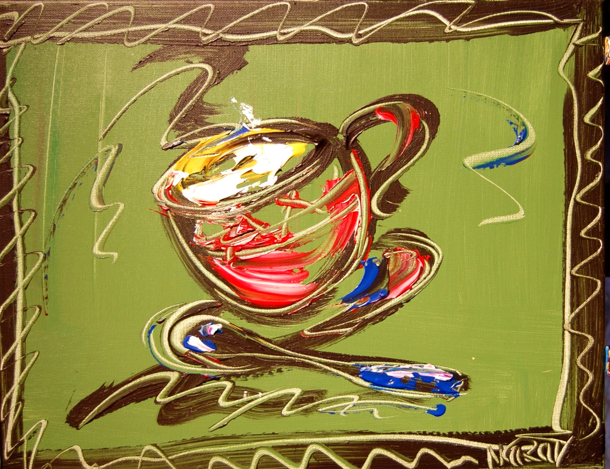 CUP TEA  █ MODERN CANVAS  original  painting ABSTRACT ART █NO RES██eECE