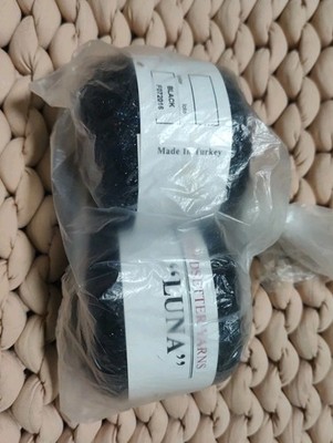 X2 Trendsetter Yarns LUNA Black Black Sequins 100% Polyester 350 Yards Each. 