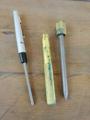 VINTAGE EZE-LAP DIAMOND ''M'' SHARPENER BRASS HANDLE USA + Pocket Sharpener 