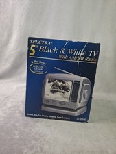 Brand New! Vintage Spectra 5&rdquo; Portable Black & White TV With AM/FM Radio