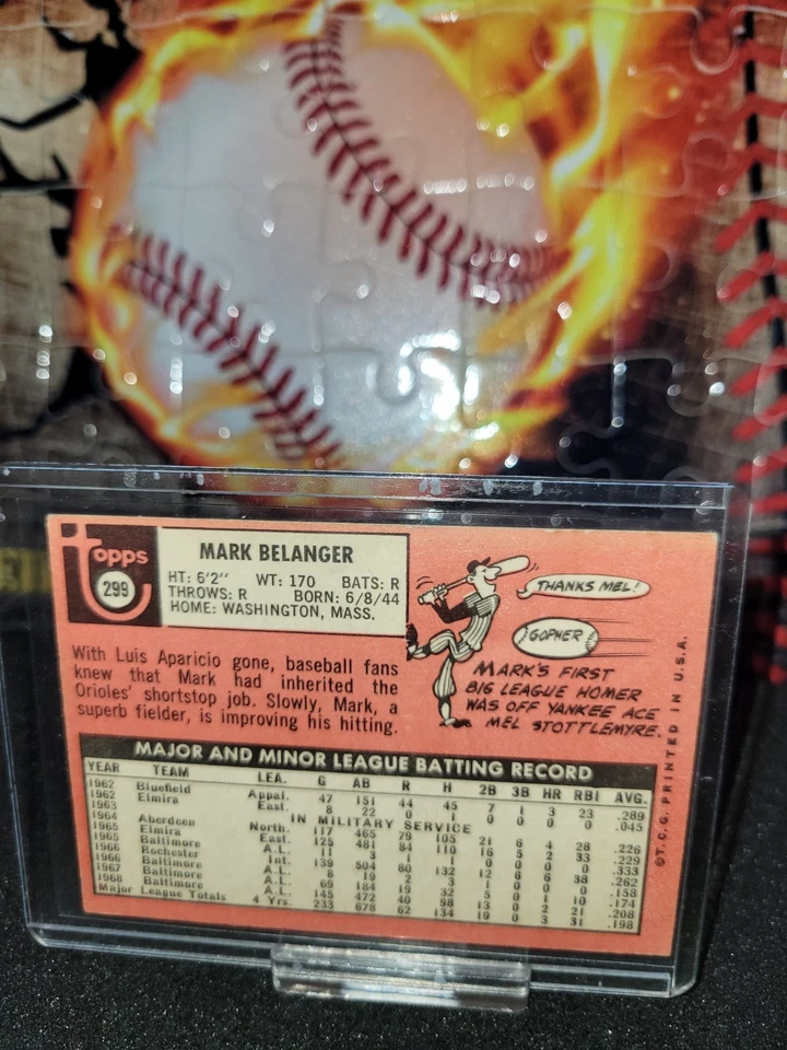 1969 Topps Baseball #299 Mark Belanger - Image 2 of 2