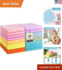 Microfiber Washcloths Set 20 Pack Soft Absorbent Face Towels Multi-Purpose