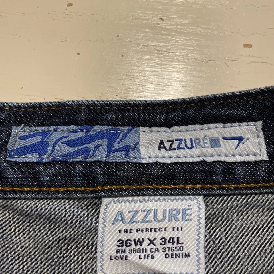 Jeans holgados vintage Y2k Azzure para hombre 36x34 pierna ancha bolsillo arte patinador grunge Foto 3 de 4