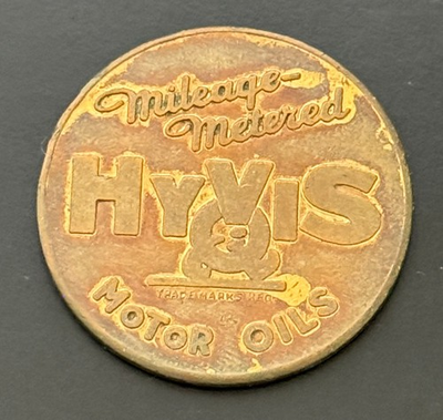 #ad #ad Hyvis Motor Oils Mileage Metered Auto Car Automobile Token Ad Marketing $7.55