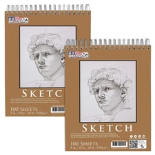 8" x 10" Spiral Bound Sketch Pad, 100-Sheets Each, 60 Pound (100gsm) (2 Pack)