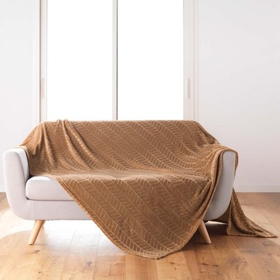 , Flanelldecke Arya Camel, 180 x 220 cm, Relief