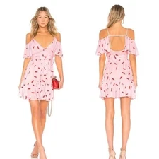 LPA Cold Shoulder Ruffle Wrap Dress Lips Size S