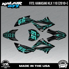 Graphics Kit for Kawasaki KLX110 KLX110R/RL (2010-2024) PRIME-teal