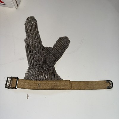 Vintage Safety Butcher Glove 2-Finger Mesh Safety Glove Cut Proof Buckle Strap
