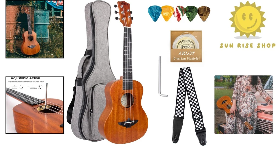 Ukelele tenor Expert-Level 5 cuerdas 26" - caoba maciza, fácil ajuste de acción Foto 2 de 4