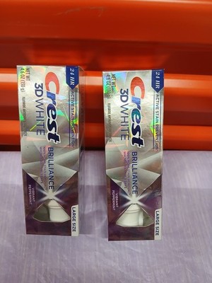 2 Crest 3D White Brilliance Vibrant Peppermint Toothpaste, 4.6 oz, Exp: 06-2027 