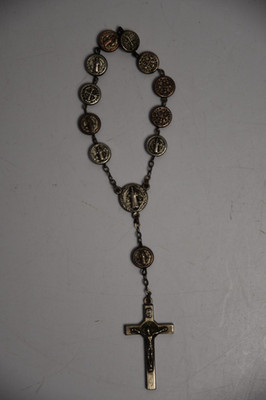 Vintage Rosary St. Benedict Metal Made in Italy Catholic Prayer Jewelry