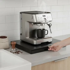 Carbon Steel Microwave Stand with Pull-Out Shelf Black Tabletop Stand 47*36*4cm