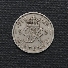 1951 United Kingdom 6 pence Coin