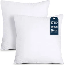 Utopia Bedding Throw Pillows Insert (Pack of 2, White) - 12 X 12 Inches Bed and
