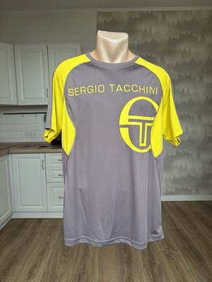 SERGIO TACCHINI Men's Gray/Yellow Polyester T-shirt Size M