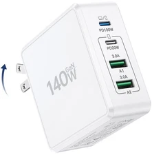 140W USB C Wall Charger,GaN III 4-Port Fast Charging Station,PD QC Foldable