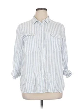 Monoprix femme Women Blue 3/4 Sleeve Button-Down Shirt 48 eur