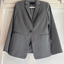 Banana Republic Charcoal Gray Polka Dot Single-Button Blazer With Pockets Size 8