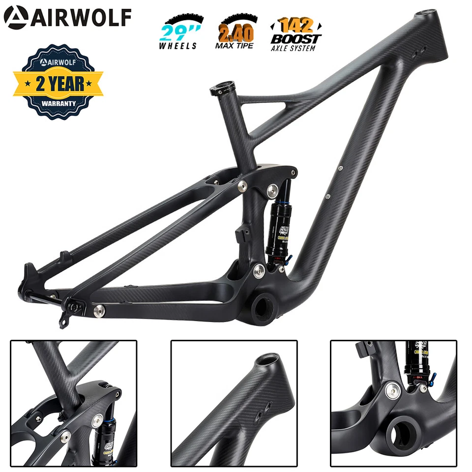 29er Full Suspension Carbon Fiber Mountain Bike Frame AM MTB Fiber 142*12mm - Image 2 of 4
