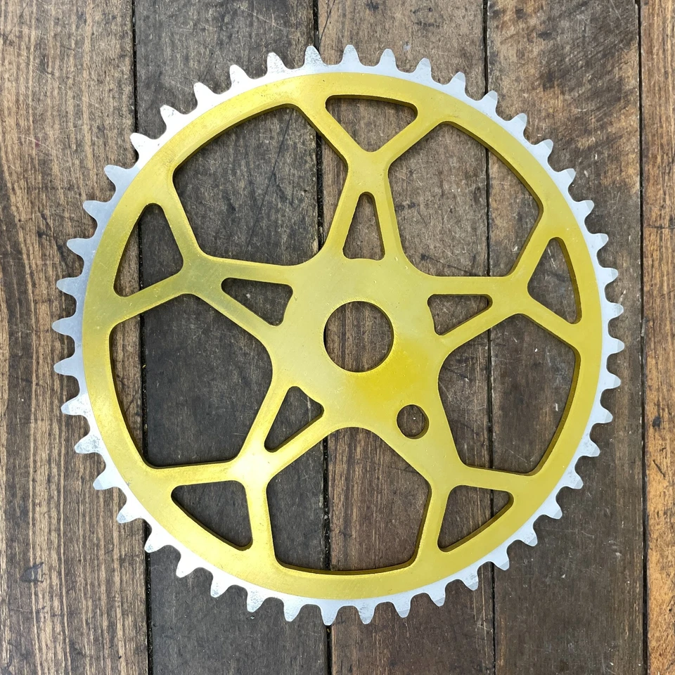 Roda dentada BMX vintage 45t ouro floco de neve liga NOS old school BMX 45 dentes anos 80 - Imagem 4 de 4