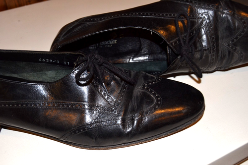Men's Stanley Black Tuxedo Dress Shoes Retro Vintage Spats Size 11M 45eu leather - Picture 3 of 9