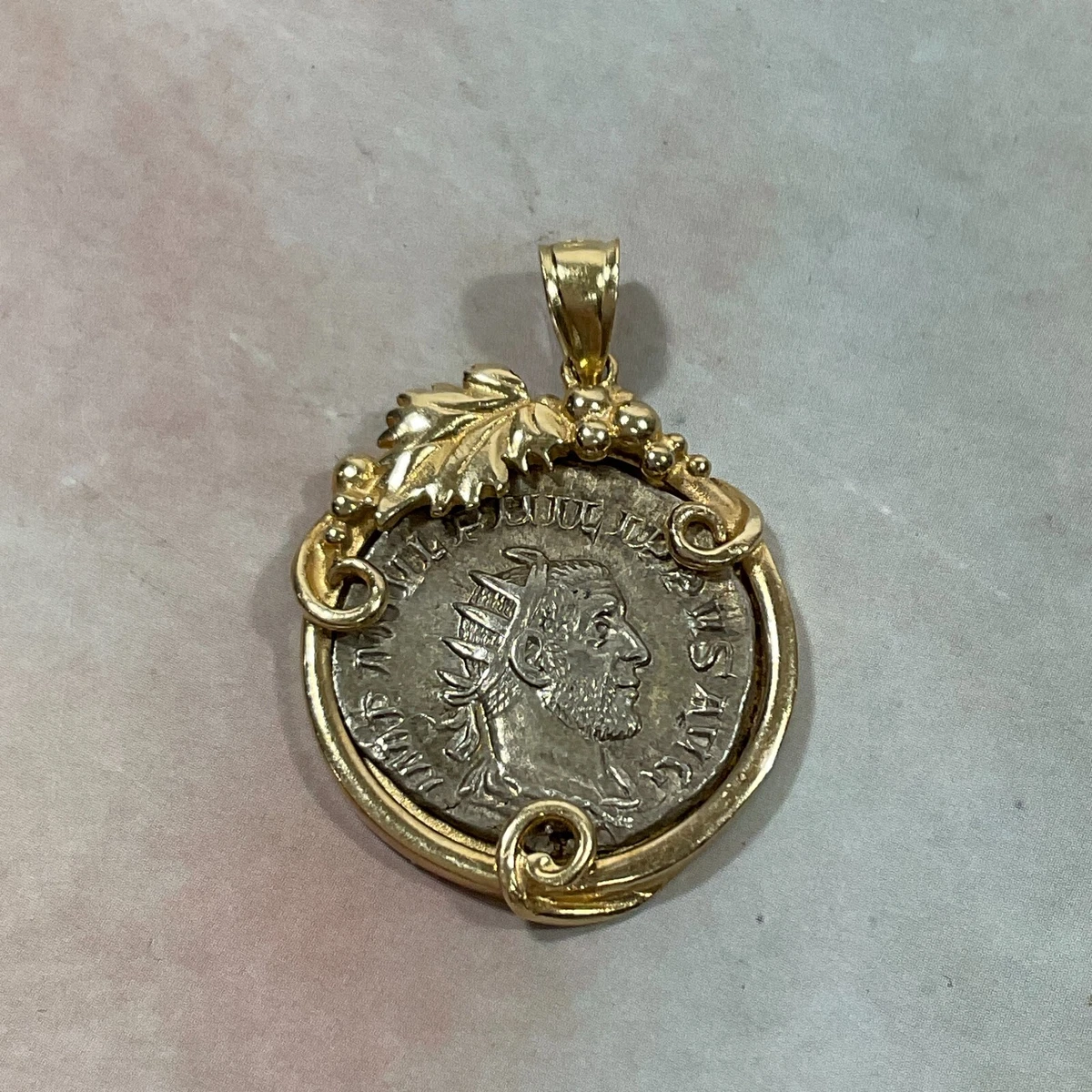 Solid gold roman coin necklace online